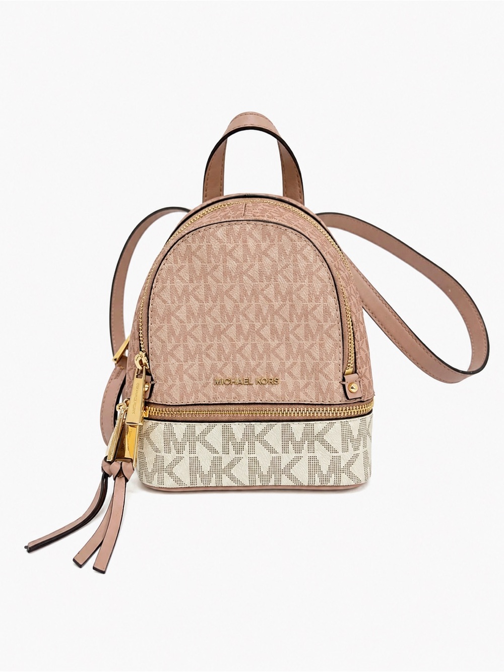 Michael Kors Mini Backpack Pink Vanilla Color Block Rhea Mini